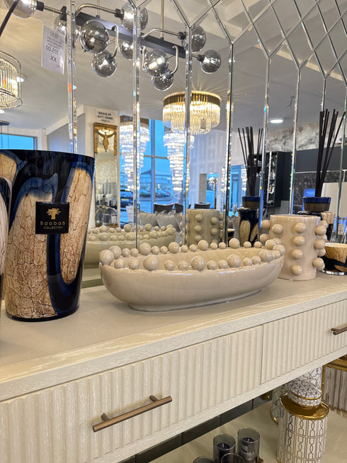Oval Cream Bobble Bowl